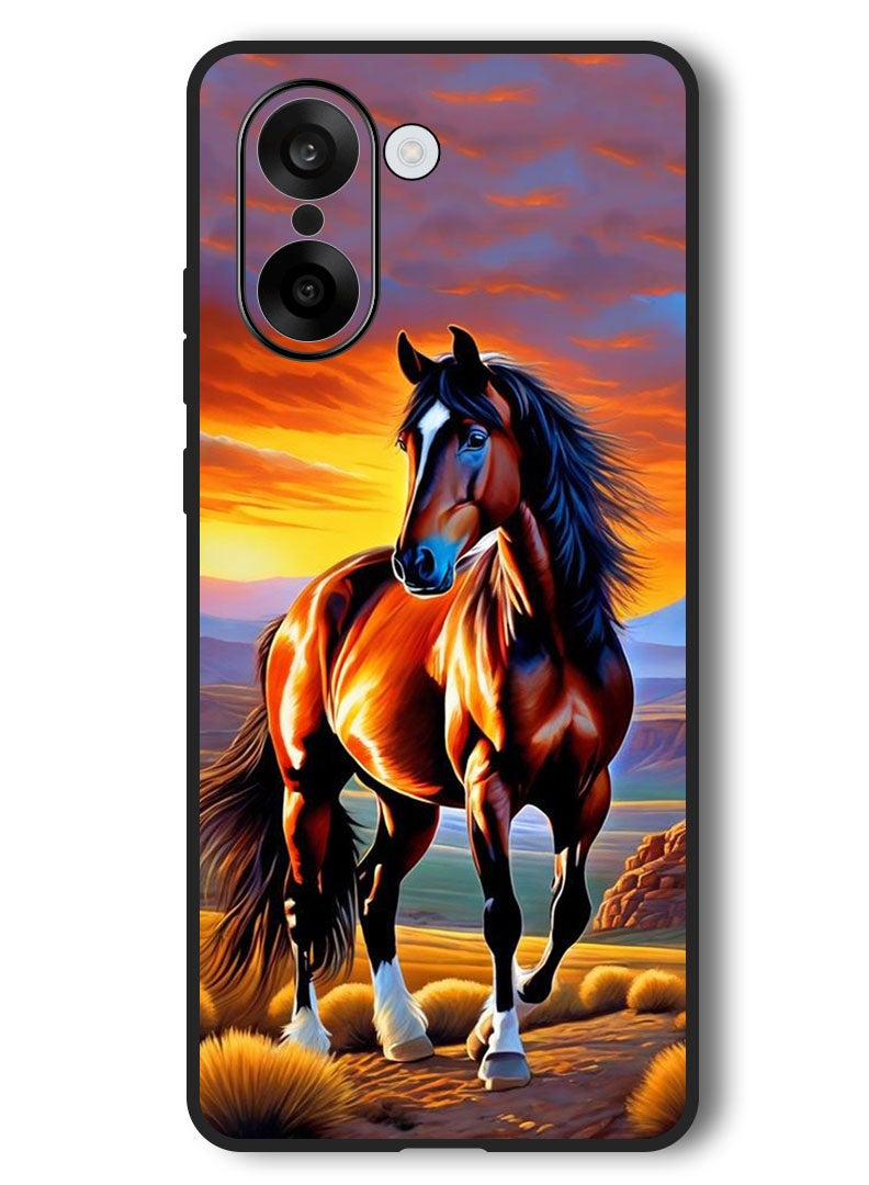 Theodor Case Compatible with OnePlus Nord CE 5 6.77 Inch Protection Shockproof Bumper Cover Horse Painting - Image 1