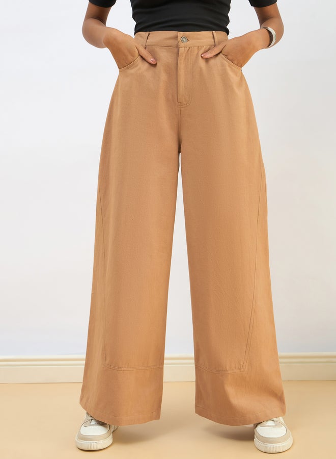 ساسافراس بنطلون واسع الساق نسائي بيج من ساسافراس - Image 1