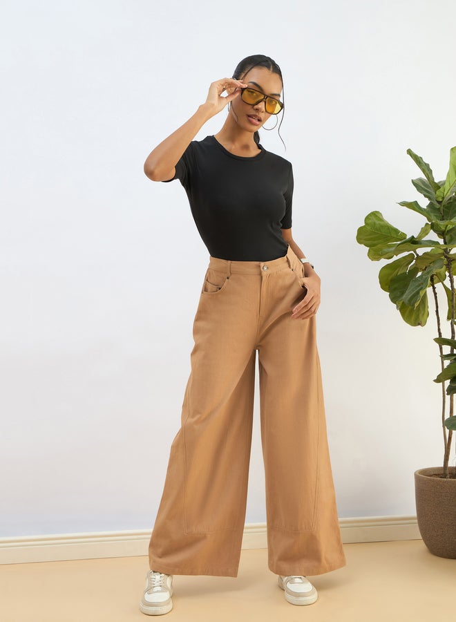 ساسافراس بنطلون واسع الساق نسائي بيج من ساسافراس - Image 2