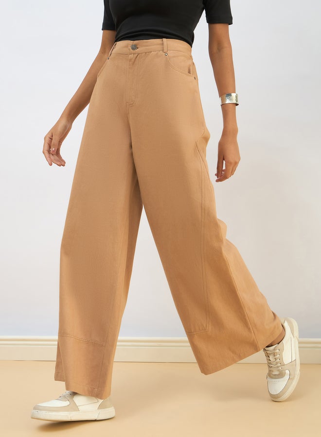 ساسافراس بنطلون واسع الساق نسائي بيج من ساسافراس - Image 3
