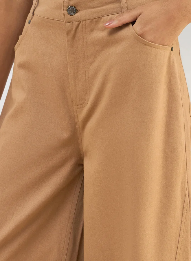SASSAFRAS Sassafras Women Beige Twill Wide Leg Pants