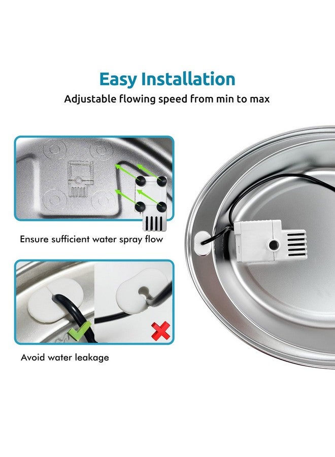 ORSDA Cat Water Fountain Pump for D30 / D60 Fountain, Water Pump Replacement No LED Light, Pet Water Fountain Motor Replacement for Stainless Steel Cat Dog Water Dispenser (Water Pump) - Image 4