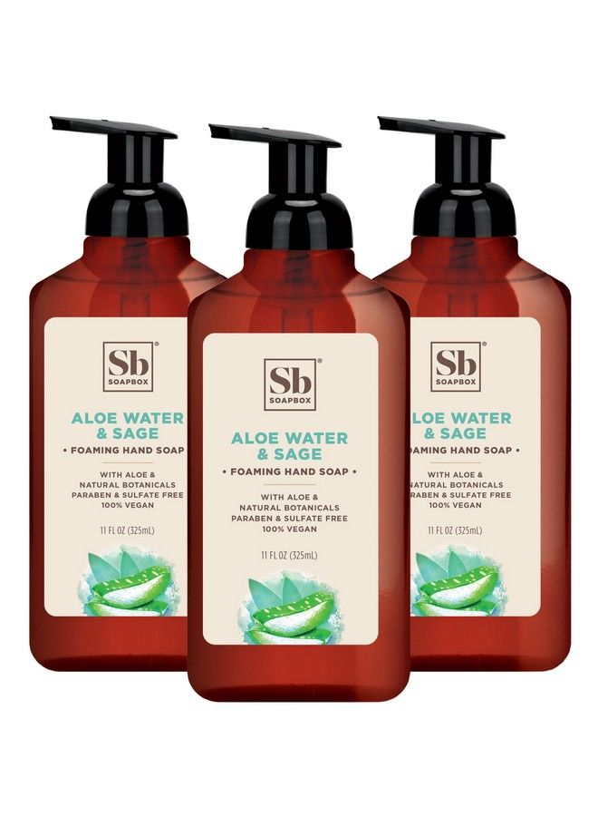Soapbox Foaming Hand Soap Aloe Water & Sage 11Oz Pump Bottles 3 Ct Gently Scented Moisturizing Foaming Hand Wash For Kitchen And Bathroom Vegan Cruelty & Paraben Free - Image 2
