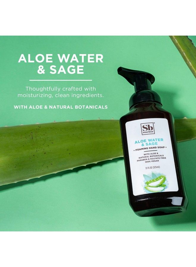 Soapbox Foaming Hand Soap Aloe Water & Sage 11Oz Pump Bottles 3 Ct Gently Scented Moisturizing Foaming Hand Wash For Kitchen And Bathroom Vegan Cruelty & Paraben Free - Image 3
