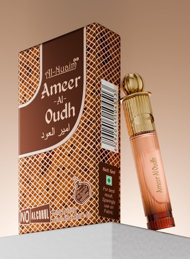 Al Nuaim Al-Nuaim Gold Series Ameer Al Oudh Attar Roll On Perfume Oil 6ml | Alcohol Free Concentrated Ittar for Men & Women | Long Lasting Premium Oud Woody Oriental Musk Fragrance | Luxury Arabic Perfume Oil Pocket Size - Image 3