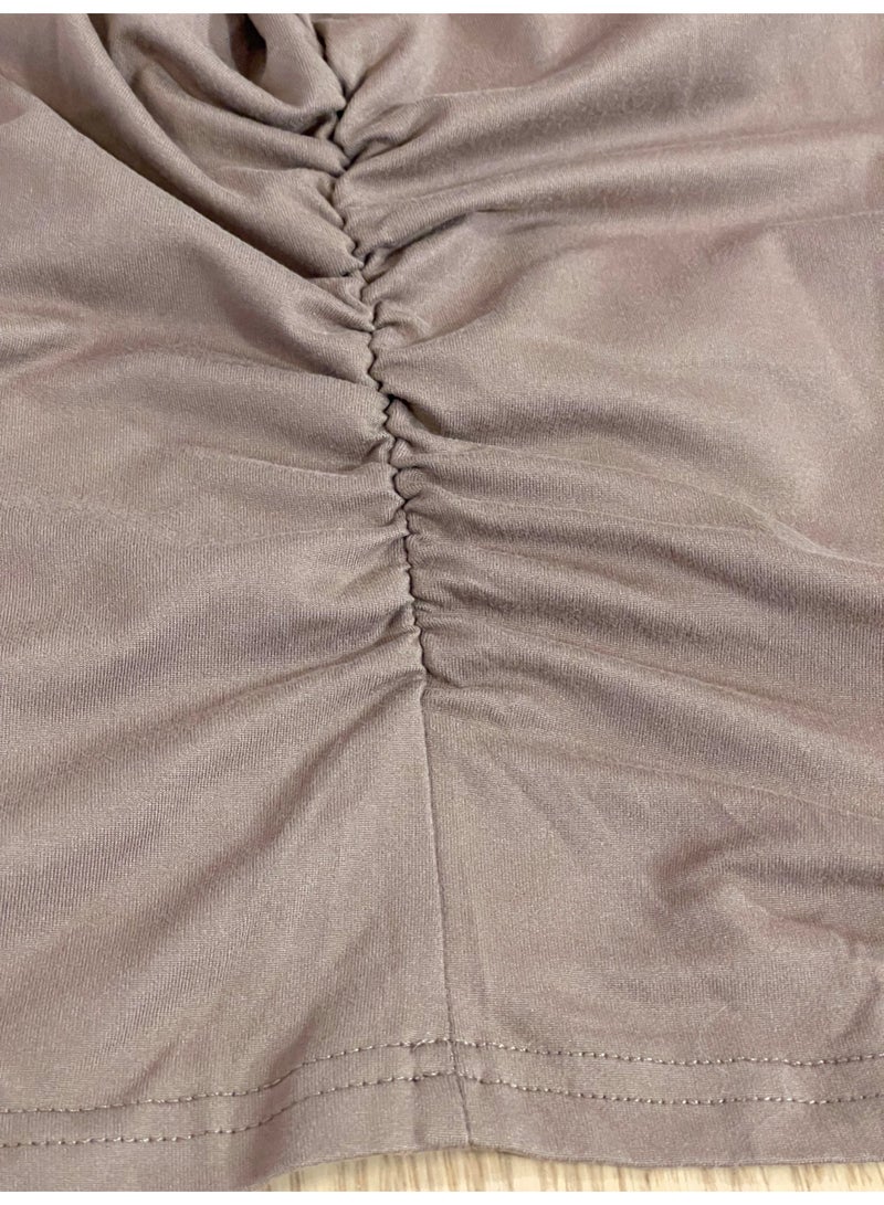 SOLOBUY Pyjamas Set Jersy Women's Long-Sleeved, Elastic Waist, Collar Round, Pants, Color Light Brown - Image 3