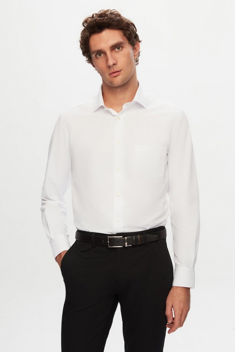 D'S DAMAT Ds Damat Regular Fit White Plain Shirt - Image 1