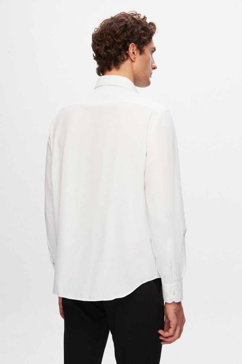 D'S DAMAT Ds Damat Regular Fit White Plain Shirt - Image 3