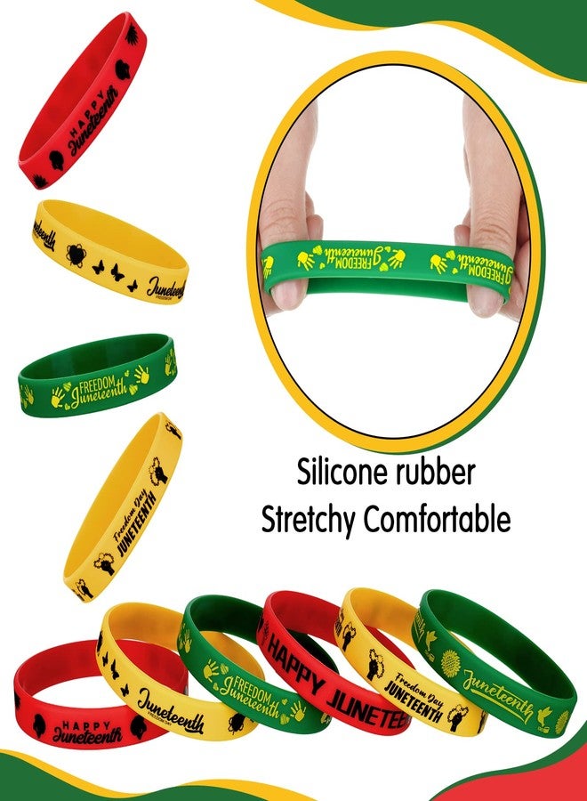 Batiyeer 60 Pcs Juneteenth Rubber Bracelets Black History Month Party Favors Juneteenth Party Supply Decorations Silicone Juneteenth Wristbands for Black Freedom Day June 19th 1865 Goodie Bag Stuffers - Image 4