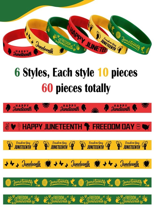 Batiyeer 60 Pcs Juneteenth Rubber Bracelets Black History Month Party Favors Juneteenth Party Supply Decorations Silicone Juneteenth Wristbands for Black Freedom Day June 19th 1865 Goodie Bag Stuffers - Image 2