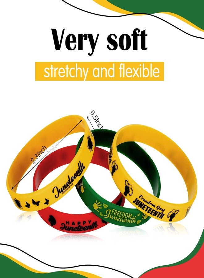Batiyeer 60 Pcs Juneteenth Rubber Bracelets Black History Month Party Favors Juneteenth Party Supply Decorations Silicone Juneteenth Wristbands for Black Freedom Day June 19th 1865 Goodie Bag Stuffers - Image 3