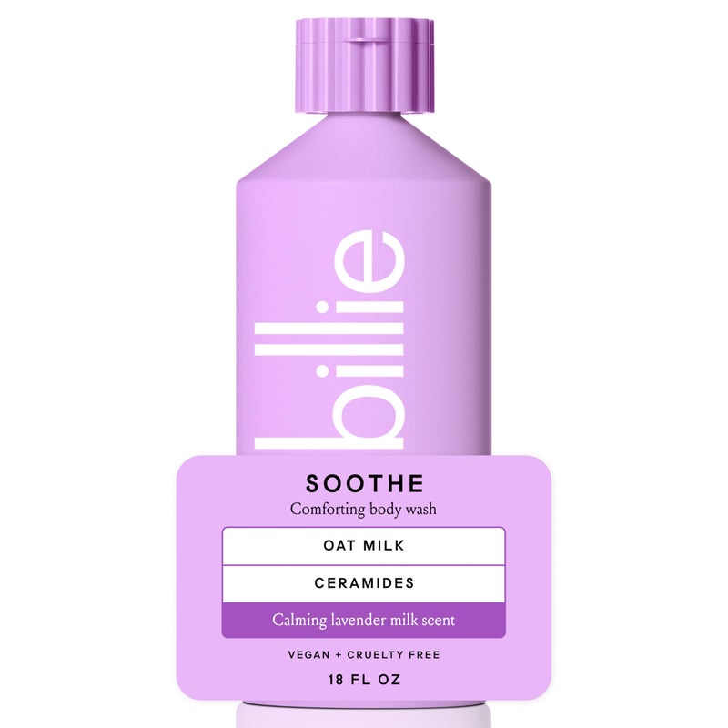 Billie Soothe Comforting Womens Body Wash, 18 fl oz, Calming Lavender Milk Scent, Vegan, Cruelty Free - Image 1