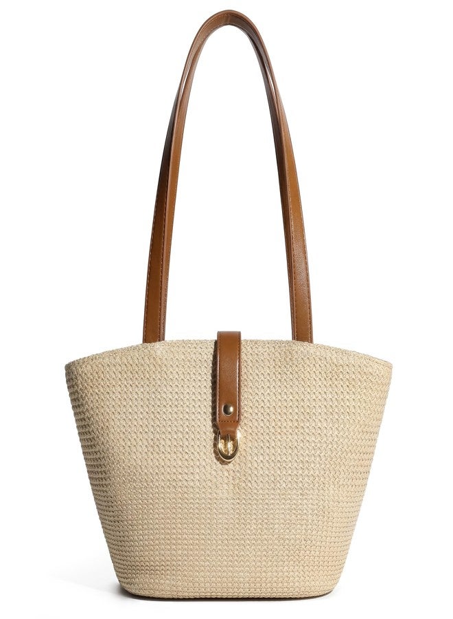 CHUNLI Straw Tote Bag for Women, Woven Raffia Straw Purse, Boho Beach Bag with PU Handle, Summer Vacation Resort Shoulder Bag - Image 1