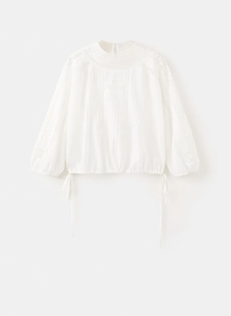 MANGO Embroidered openwork blouse