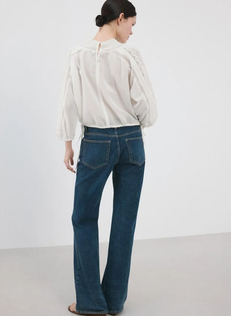 MANGO Embroidered openwork blouse