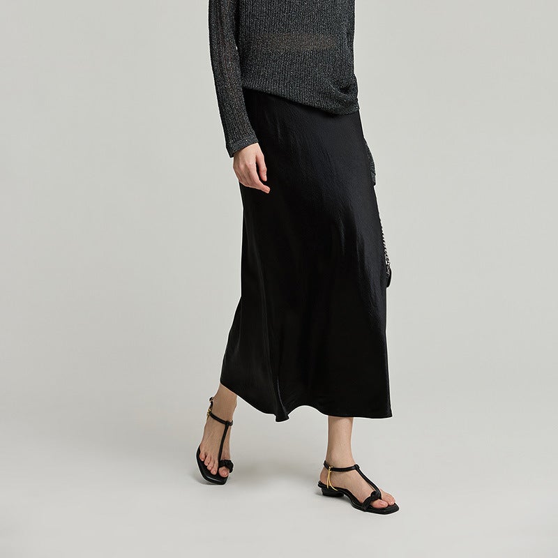 Women's 100% Acetate Solid Midi Fishtail Skirt - Image 2