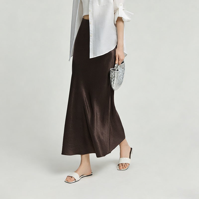 Women's 100% Acetate Solid Midi Fishtail Skirt - Image 3