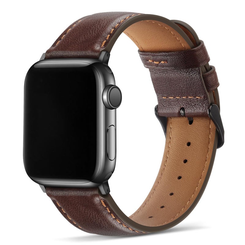 Tasikar Bands Compatible with Apple Watch Band 49mm 46mm 45mm 44mm 42mm Genuine Leather Replacement Straps Compatible with Apple Watch Ultra 3 2 1 SE Series 11 10 9 8 7 6 5 4 3, Retro Brown - Image 1