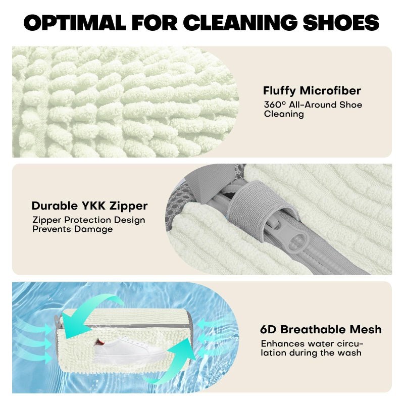 NMQHPA Shoe Washing Machine Bag: Laundry Shoe Bag for Washer and Dryer - 2pc Reusable Shoe Cleaning Bag for Sneaker Tennis Shoes Unstain Cleaner Kit(2 Pcs) - Image 3