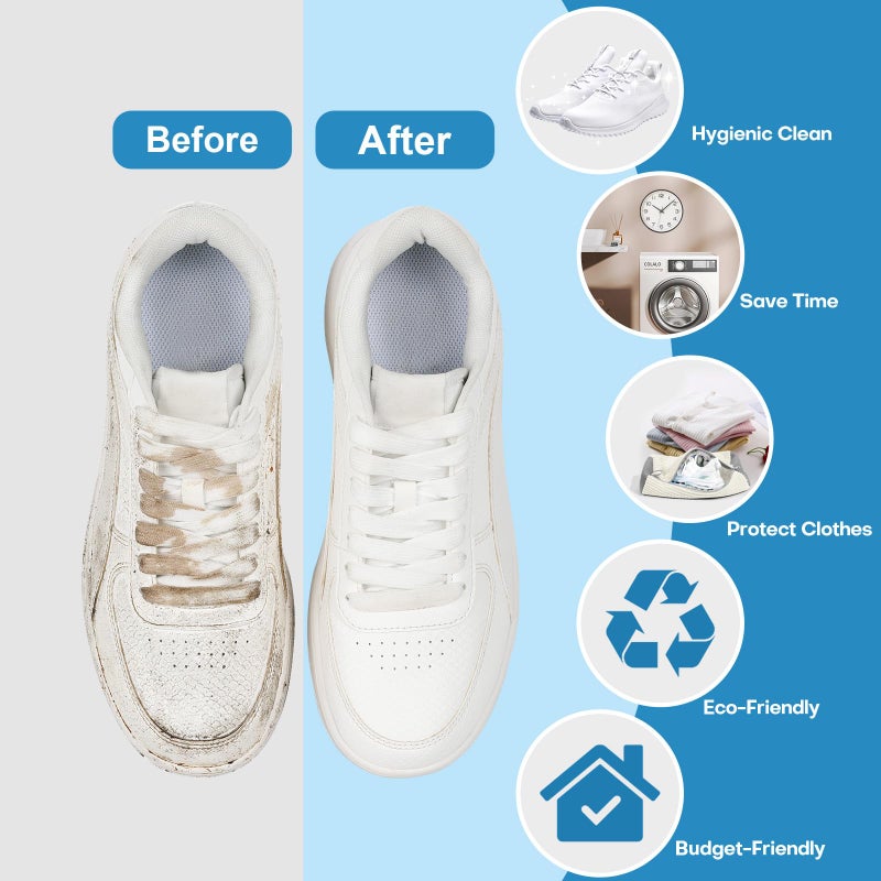 NMQHPA Shoe Washing Machine Bag: Laundry Shoe Bag for Washer and Dryer - 2pc Reusable Shoe Cleaning Bag for Sneaker Tennis Shoes Unstain Cleaner Kit(2 Pcs) - Image 2