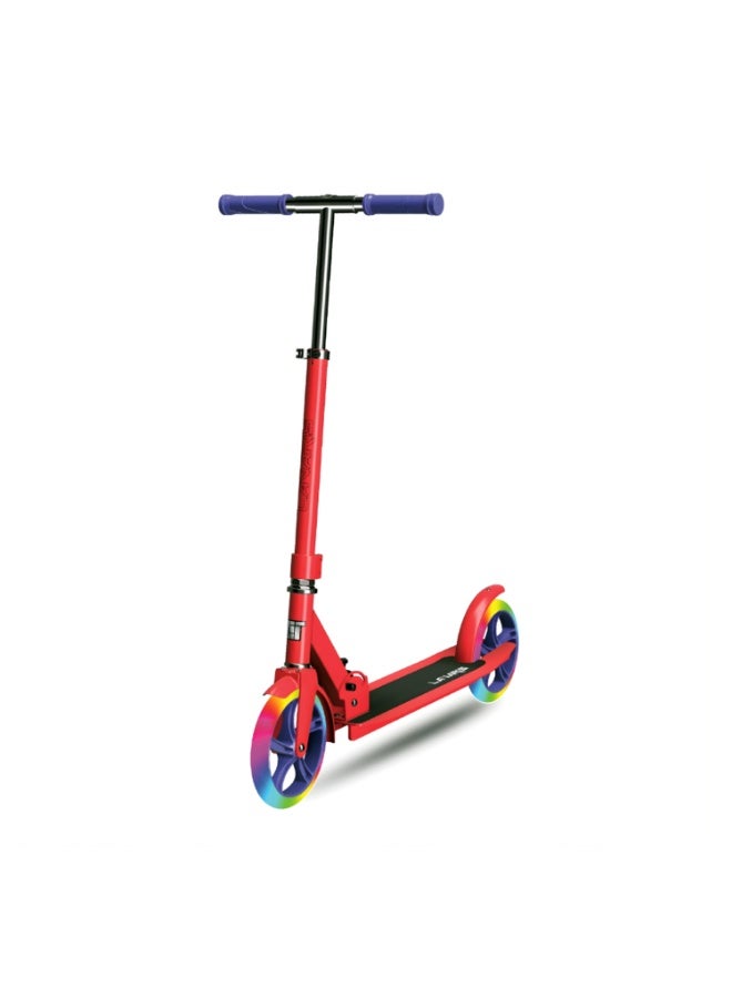LiT Lavaris 2-Wheel 200mm Scooter – Large 200mm PU Wheels, ABEC-7 Bearings, LED Light-Up Deck & Wheels, Adjustable Handlebar, Wide Anti-Slip Deck, Foldable Alloy & Steel Frame Scooter for Kids, Teens & Adults, LT-7005-RED