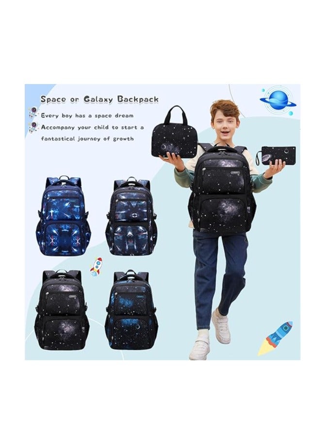 Generic Galaxy printed three piece set for boys' backpacks, junior high school backpacks, and elementary school backpacks  - Image 3
