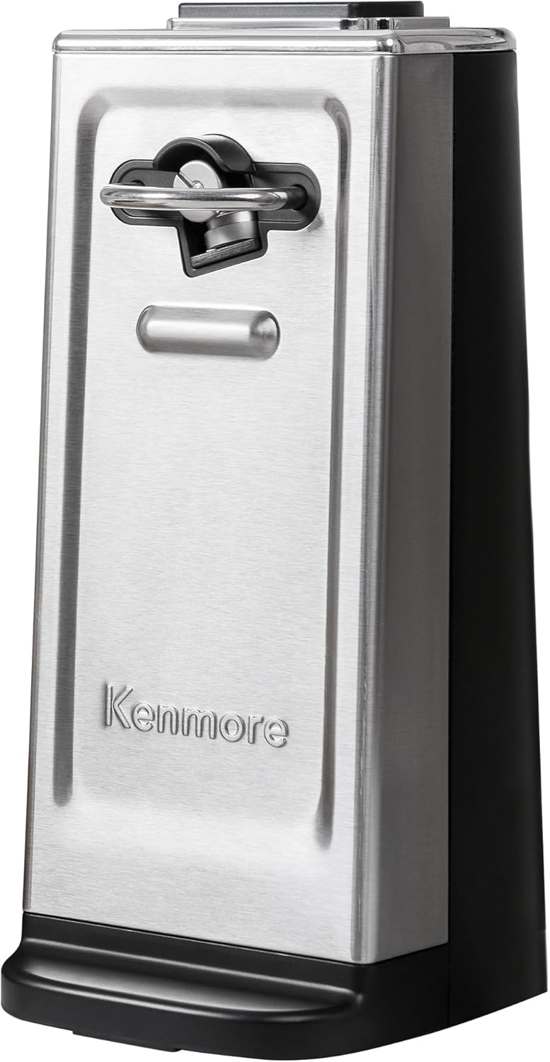 Koolatron Kenmore Smooth Edge Electric Can Opener - Arthritis-Friendly, One Touch Side Cut Blade, Prevents Sharp Edges, Automatic Countertop appliance Stainless Steel detachable cutting lever - Image 1