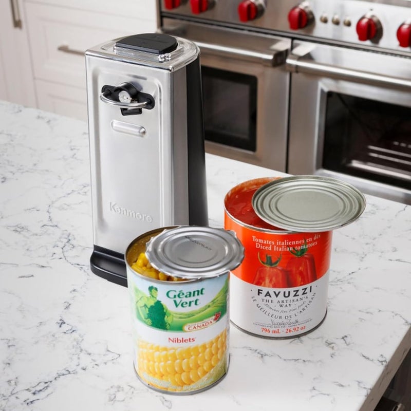 Koolatron Kenmore Smooth Edge Electric Can Opener - Arthritis-Friendly, One Touch Side Cut Blade, Prevents Sharp Edges, Automatic Countertop appliance Stainless Steel detachable cutting lever - Image 2