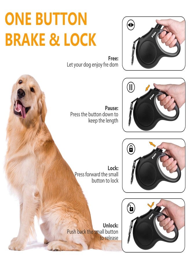 فيدا مقود فيدا القابل للسحب للكلاب مع موزع وأكياس فضلات، مقود للمشي للحيوانات الأليفة بطول 16 قدمًا للكلاب الصغيرة أو القطط التي يصل وزنها إلى 26 رطلاً، مقبض ناعم مانع للانزلاق، مقاوم للتشابك، شريط نايلون عاكس (صغير، أسود) - Image 4