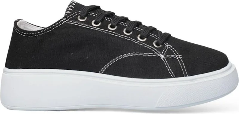 Liger Women's Comfortable Thick Sole Linen Sneakers Black