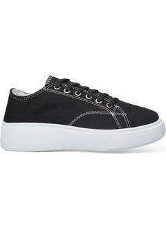 Liger Women's Comfortable Thick Sole Linen Sneakers Black  - Image 1