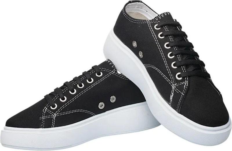 Liger Women's Comfortable Thick Sole Linen Sneakers Black