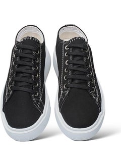 Liger Women's Comfortable Thick Sole Linen Sneakers Black  - Image 4