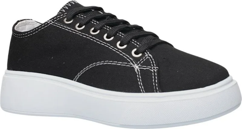 Liger Women's Comfortable Thick Sole Linen Sneakers Black