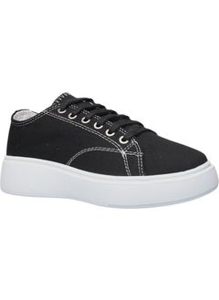Liger Women's Comfortable Thick Sole Linen Sneakers Black  - Image 2