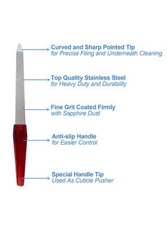 GigaGround Metal Nail File (6 Pcs), Nail Files for Natural Nails Made of Stainless Steel, Sword Fingernail Files with Sharp Pointed Tip Non Slip Handle, Diamond Finger Nail Filers for Women Sapphire Grit  - Image 3