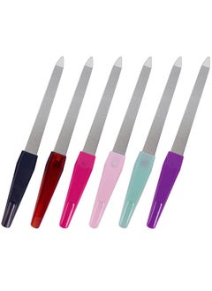 GigaGround Metal Nail File (6 Pcs), Nail Files for Natural Nails Made of Stainless Steel, Sword Fingernail Files with Sharp Pointed Tip Non Slip Handle, Diamond Finger Nail Filers for Women Sapphire Grit  - Image 1