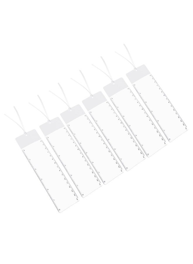 PATIKIL Bookmark Magnifier with Ruler, 6 Pack 3X Magnifying Sheet Page Magnifier Lens for Low Vision People Reading Book Magazine Newspaper, White - Image 1