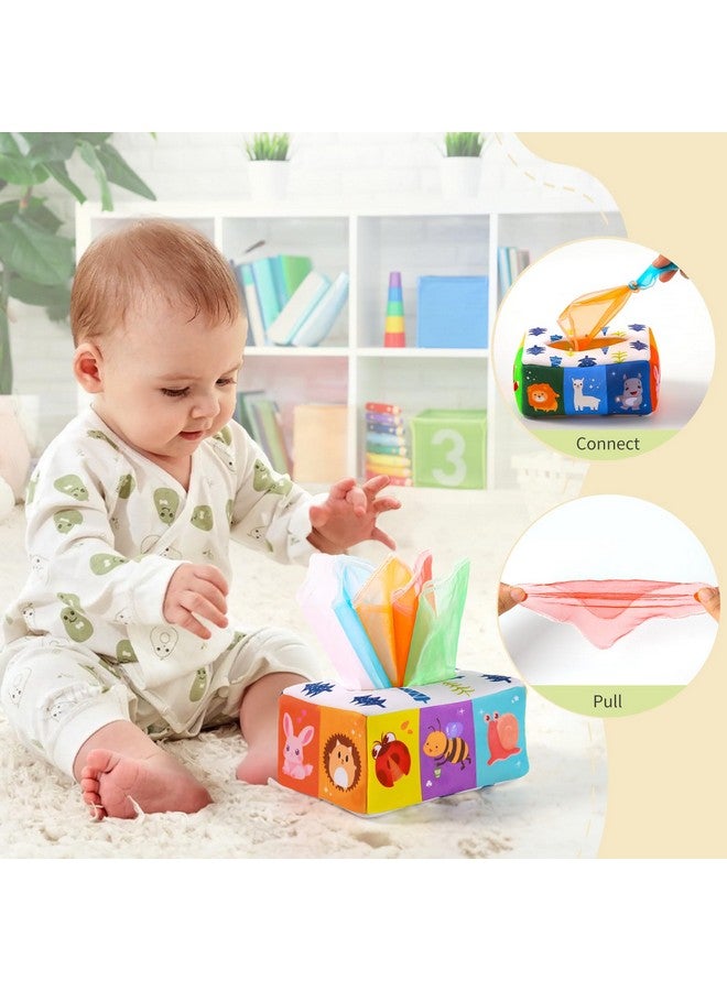 Toyssa Montessori Toys For Babies 0-6 Months, 6 In 1 Wooden Learning Educational Sensory Toys With Spinning Drum & Tissue Toys & Baby Rattle & Flash Card, Birthday Gifts For Babies Boys Girls - Image 3