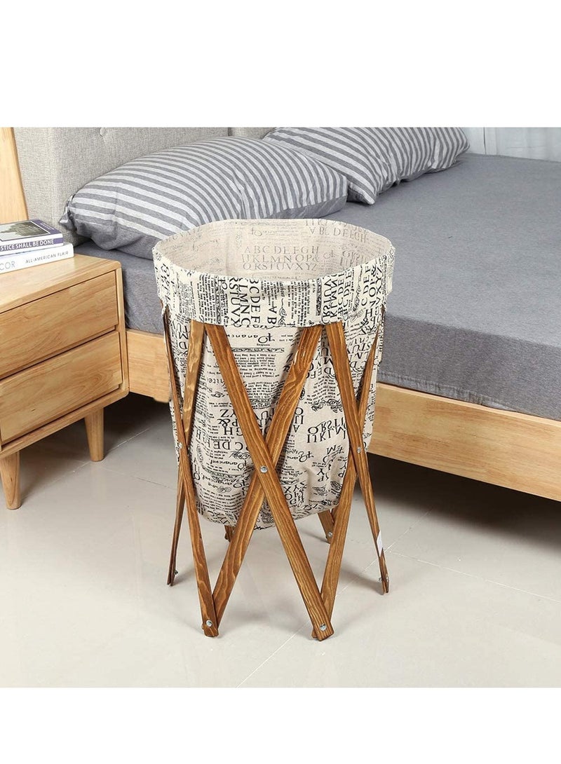 LINGWEI Large Laundry Basket Hamper with Removable Laundry Bag & Foldable Wooden Stand Support Wood Frame Collapsible Washing Laundry Hamper Dirty Clothes Storage - Image 1