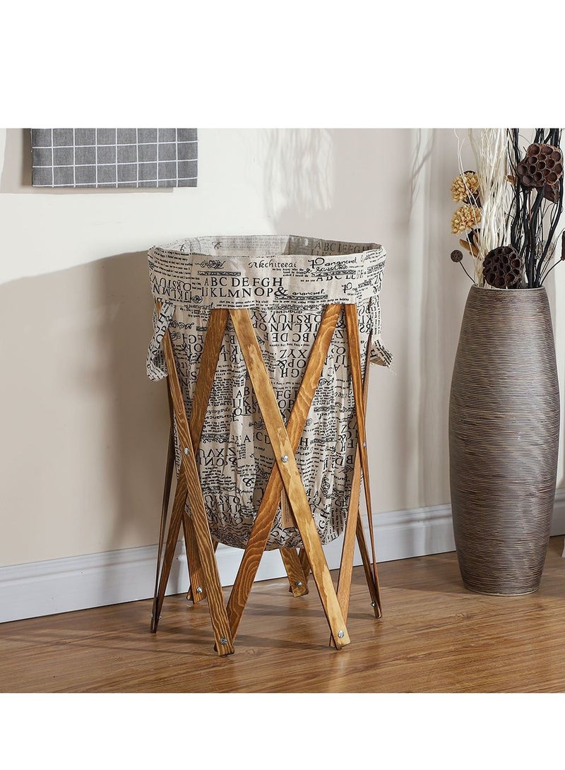 LINGWEI Large Laundry Basket Hamper with Removable Laundry Bag & Foldable Wooden Stand Support Wood Frame Collapsible Washing Laundry Hamper Dirty Clothes Storage - Image 4