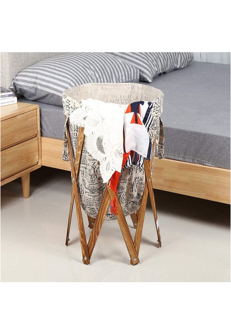 LINGWEI Large Laundry Basket Hamper with Removable Laundry Bag & Foldable Wooden Stand Support Wood Frame Collapsible Washing Laundry Hamper Dirty Clothes Storage - Image 2