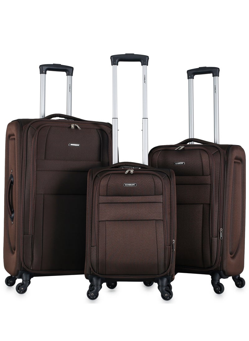 STARLIFE - Set of 3 Light Weight Polyester Trolley Luggage With Number Lock 20,24,28 Inches - Image 1