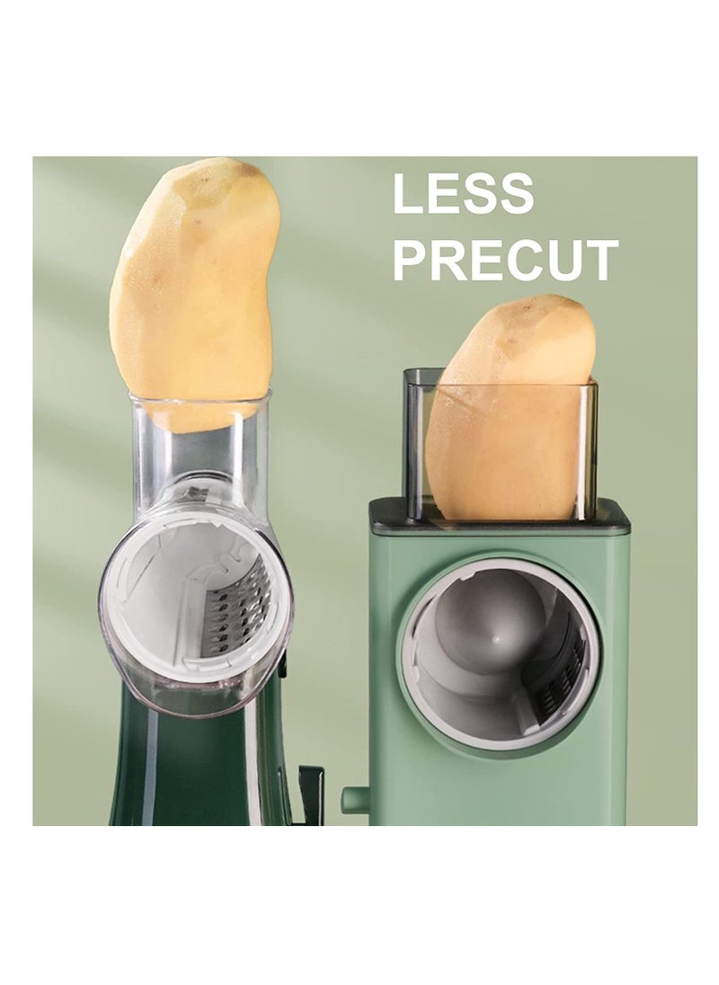 Raxoom Rotary Vegetable Cutter + Cheese Grater - Vegetable Shredder Round Mandoline Slicer, Grater, Salad Maker - Large Feed Port - Suction Base - Vegetable, Fruit, Cookie, OREO, Nuts (Green) - Image 3