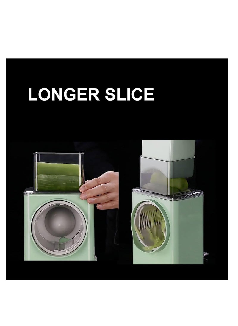 Raxoom Rotary Vegetable Cutter + Cheese Grater - Vegetable Shredder Round Mandoline Slicer, Grater, Salad Maker - Large Feed Port - Suction Base - Vegetable, Fruit, Cookie, OREO, Nuts (Green) - Image 4