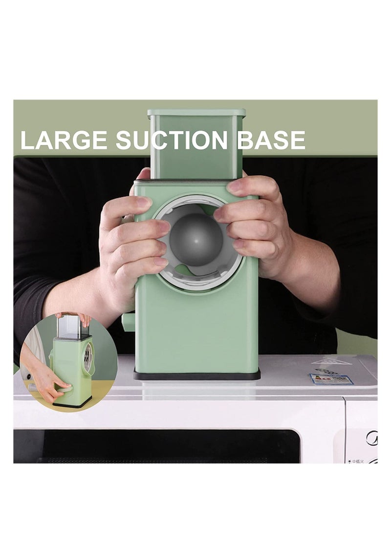 Raxoom Rotary Vegetable Cutter + Cheese Grater - Vegetable Shredder Round Mandoline Slicer, Grater, Salad Maker - Large Feed Port - Suction Base - Vegetable, Fruit, Cookie, OREO, Nuts (Green) - Image 5