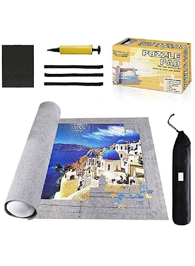 Genovega Jigsaw Puzzle Mat Roll Up - 2000 Pieces, 1500, 1000 Pieces Saver Large Puzzles Board For Adults Kids, Storage And Transport Premium Pump Glue Felt Mat Inflatable Tube Holder Organizer Pad Keeper  - Image 1