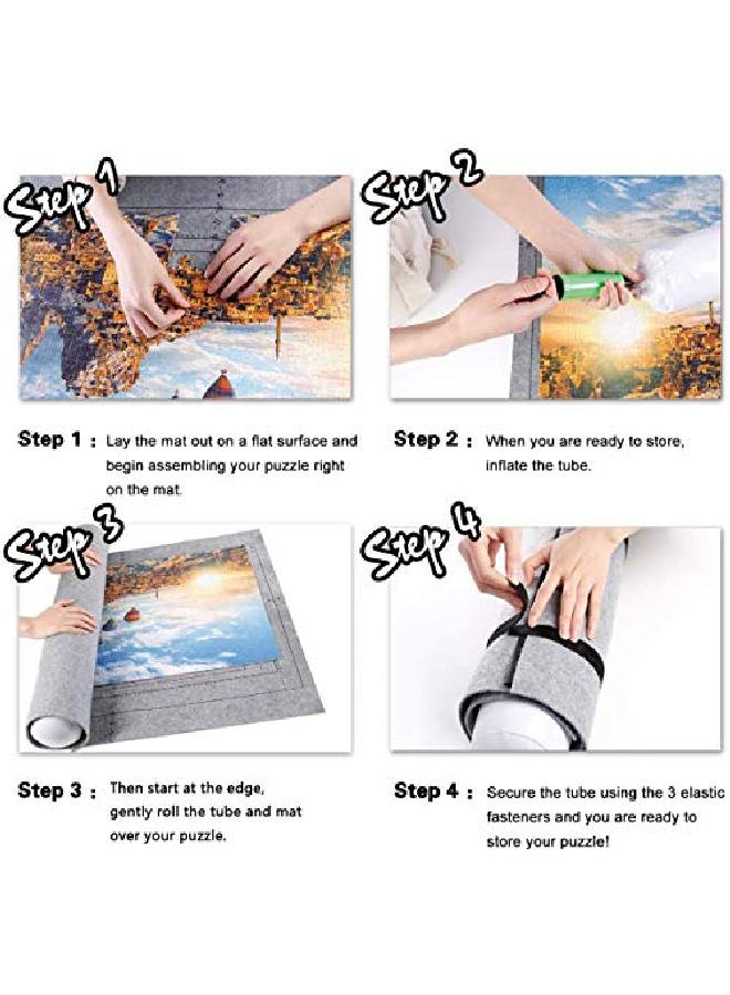 Genovega Jigsaw Puzzle Mat Roll Up - 2000 Pieces, 1500, 1000 Pieces Saver Large Puzzles Board For Adults Kids, Storage And Transport Premium Pump Glue Felt Mat Inflatable Tube Holder Organizer Pad Keeper  - Image 5