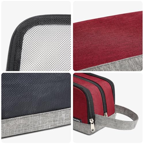 Yeiotsy Dopp Kit for Men - Color Clash Travel Toiletry Organizer with Mesh Pockets, Durable Shaving bag for Gym & Camping (Red) - Image 5