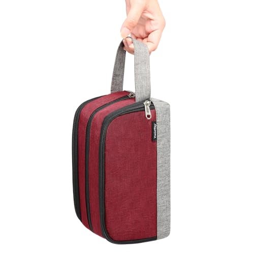 Yeiotsy Dopp Kit for Men - Color Clash Travel Toiletry Organizer with Mesh Pockets, Durable Shaving bag for Gym & Camping (Red) - Image 4